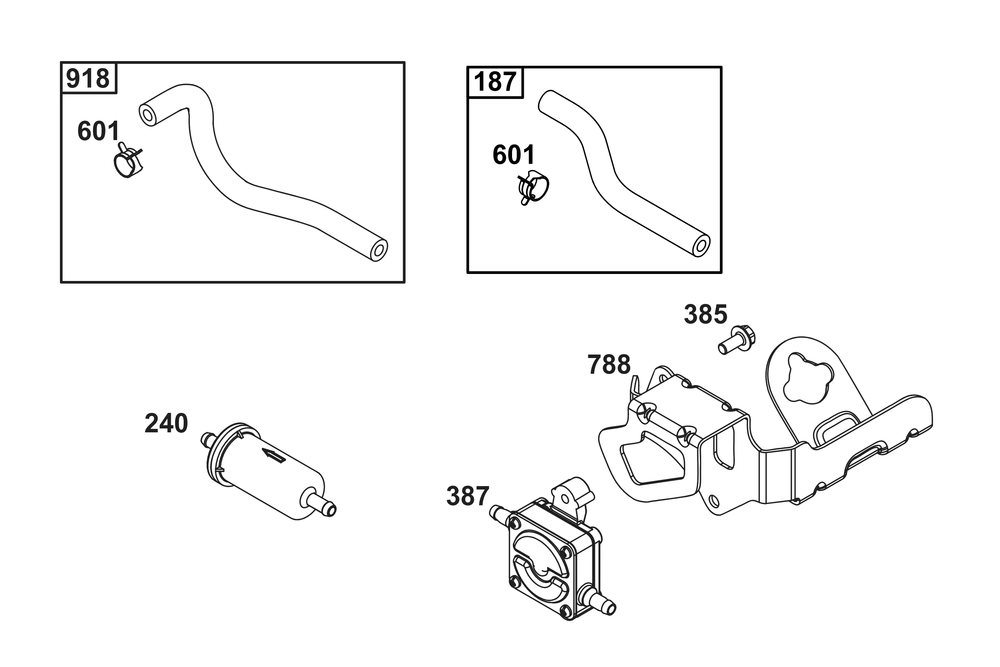 Fuel Supply Group Diagram and Parts List for 540477-0129-B5 400000 - 699999 Briggs and Stratton Engine